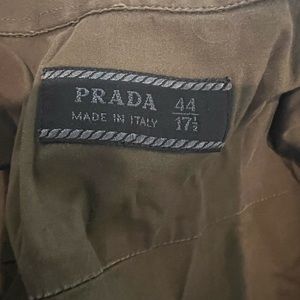 Prada button down shirt 44 17.5 olive green